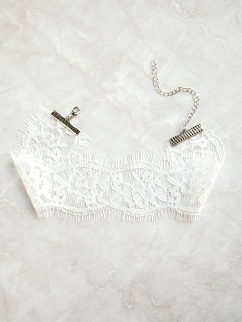 White Eyelash Lace Choker