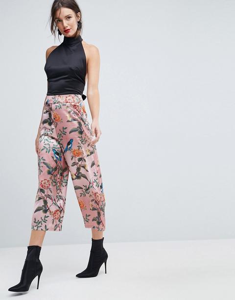 Asos - Morbida Gonna A Pantalone Sartoriale Con Stampa Di Fiori E Uccellini - Multicolore