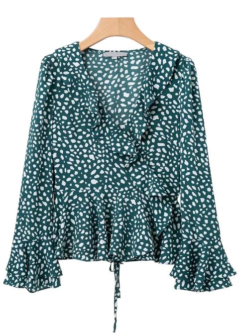 Wrap Blouse In Green