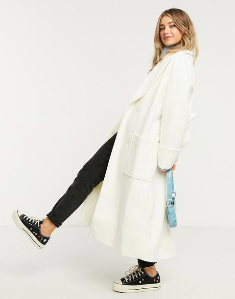 Asos Design - Hero - Manteau À Ceinture Style Peignoir - Crème-neutre