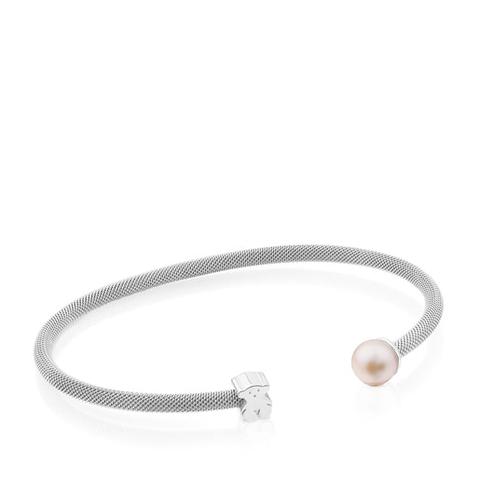 Pulsera De Plata Y Perla De 0,7cm, Tous Mesh