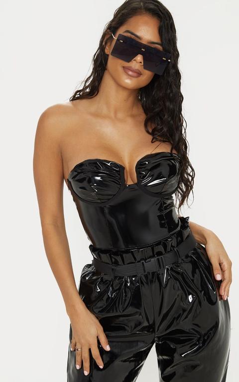 black vinyl bodysuit