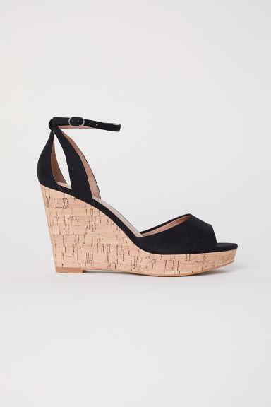 H & M - Sandali Con Zeppa E Plateau - Nero