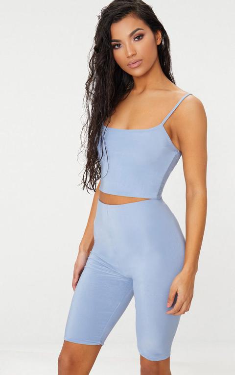 Dusky Blue Slinky Longline Cycle Short