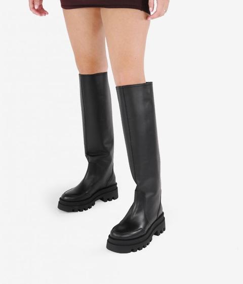 Botas Altas Piel Negra