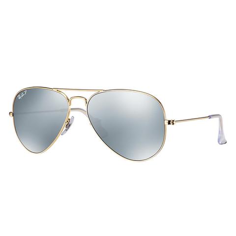 Aviator Flash Lenses Unisex Sunglasses Lentes: Gris Polarizadas, Montura: Oro