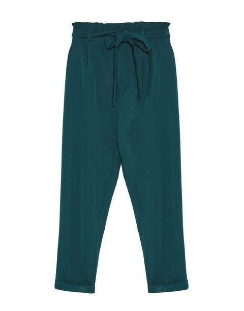 Pantaloni Paper Bag Cintura Con Fiocco