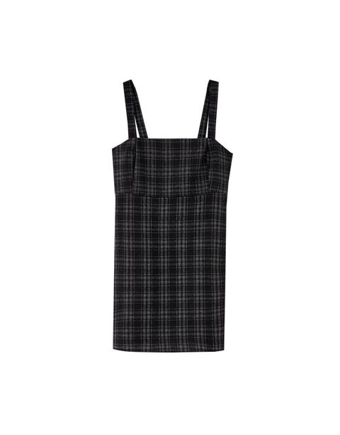 Vestito A Quadri Con Bretelle