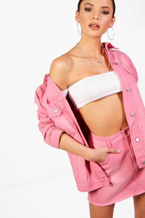 Tall Pink Oversized Denim Jacket