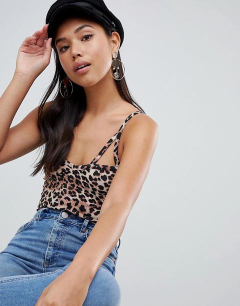 Asos Design - Body Con Stampa Animalier E Spalline - Multicolore