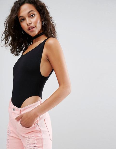 Asos - Body Con Scollo Rotondo Sul Retro E Super Sgambato Anni '80 - Nero