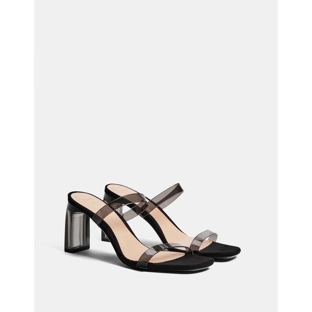 vinyl high heel sandals
