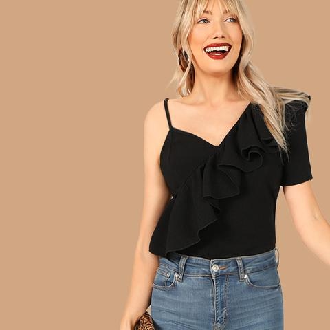 Top Collo Asimmetrico Con Volant