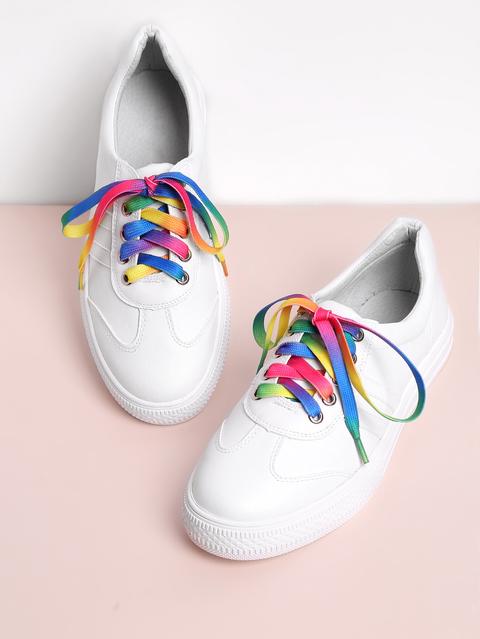 Pu Round Toe Lace Up Sneakers