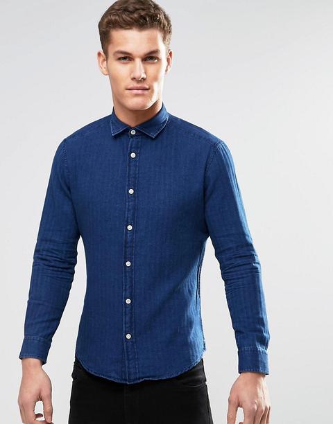 Esprit - Camicia Slim A Maniche Lunghe - Blu