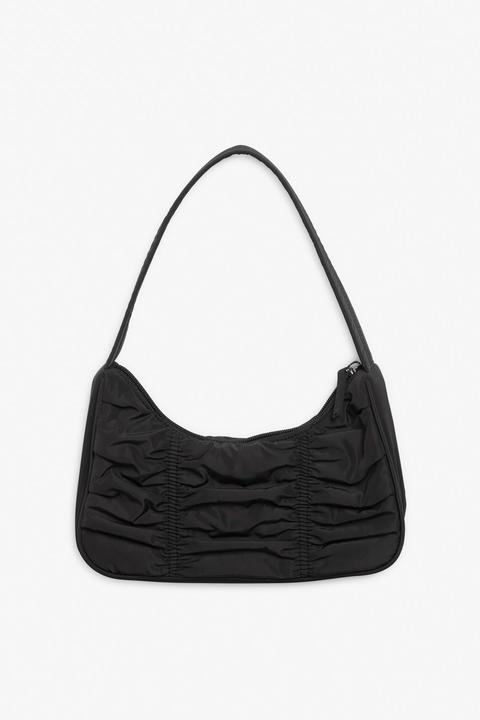 Ruched Shoulder Bag - Black