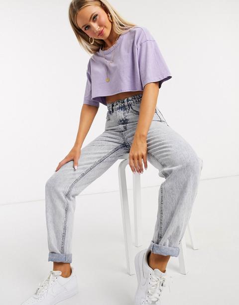 Asos Design - T-shirt Ultra Crop Top - Lilas Délavé-violet