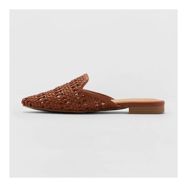 woven backless slip on mules