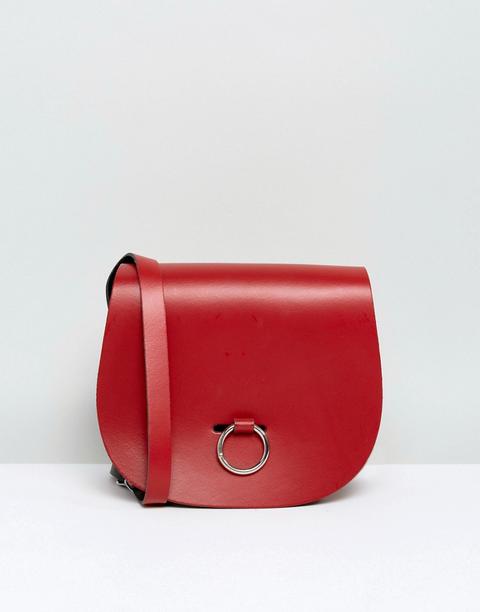 Leather Satchel Company - Borsa A Bisaccia Con Chiusura Ad Anello Da Toro - Rosso