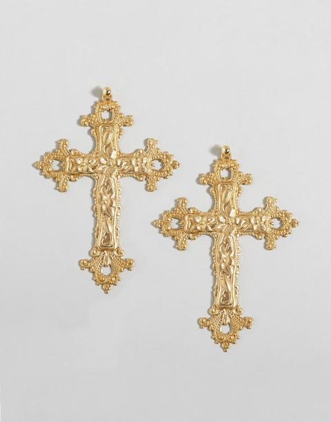 Rock N Rose Gabrielle Baroque Cross Earrings - Gold