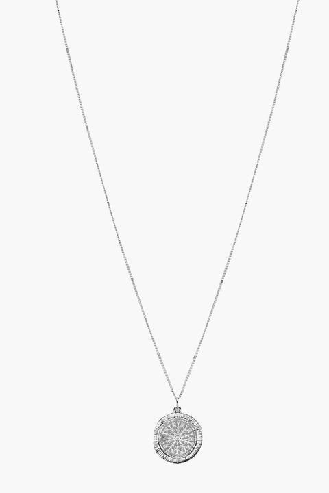 Womens Coin Detail Pendant Necklace - Grey