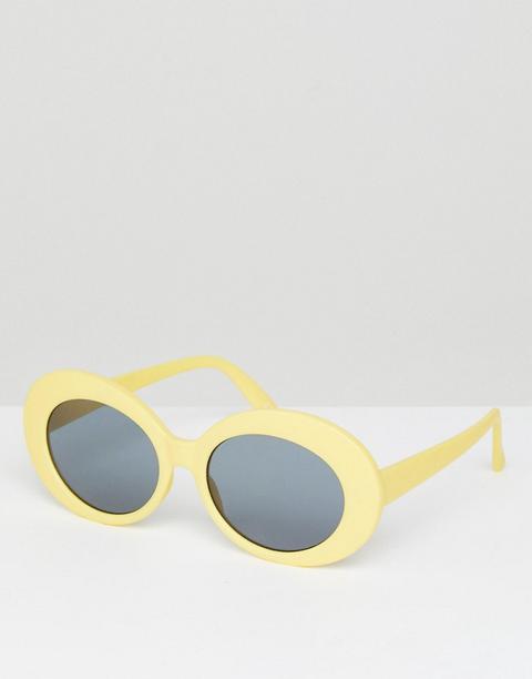 Asos Oval Sunglasses In Yellow