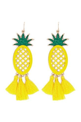 Forever 21 Pineapple Drop Earrings , Yellow/green