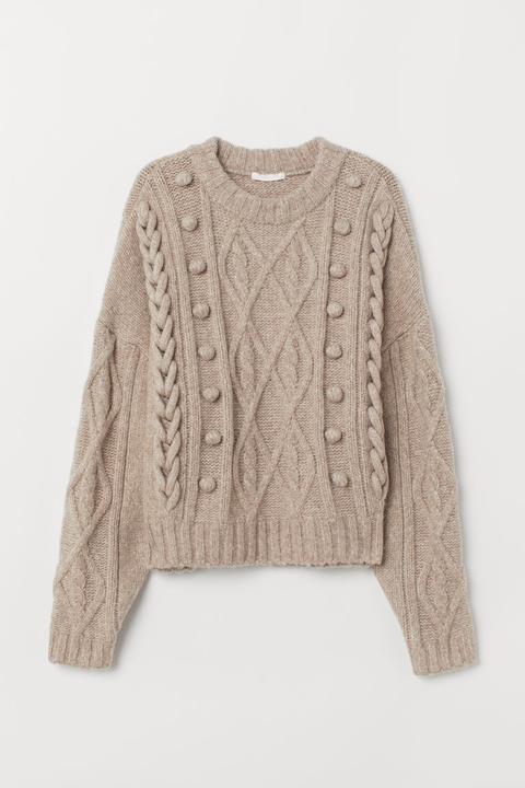 H & M - Pullover In Maglia A Trecce - Beige