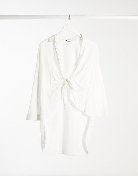 Topshop Hi Low Beach Shirt In White