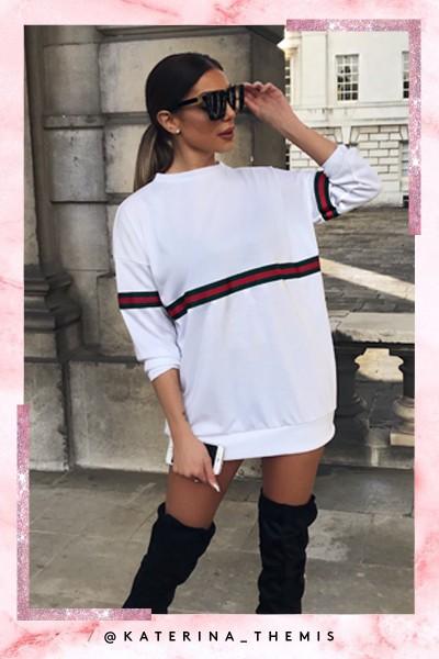 Terry White Stripe Oversized Jumper Dress