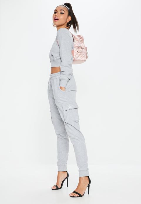 Barbie X Missguided Grey Drawstring Utility Joggers