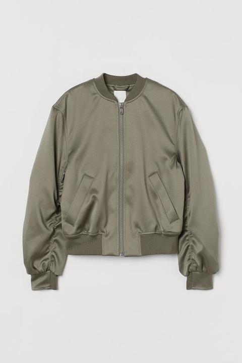 Satin Bomber Jacket - Green