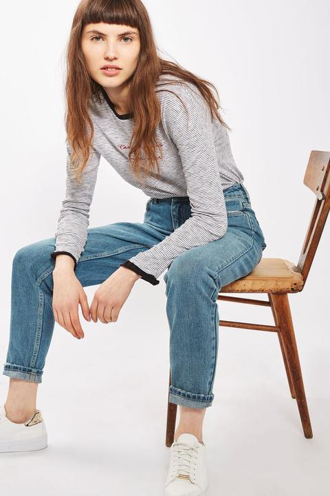 Moto Vintage Blue Mom Jeans