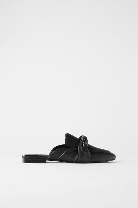 Flat Mules With Gathered Knot