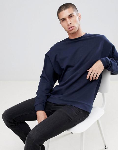 Asos Design - Oversize-sweatshirt In Marineblau - Navy