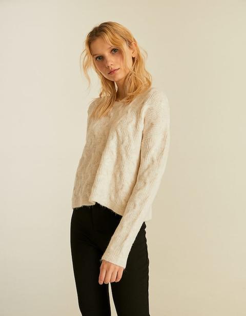 Pullover Cropped Con Treccine Pietra