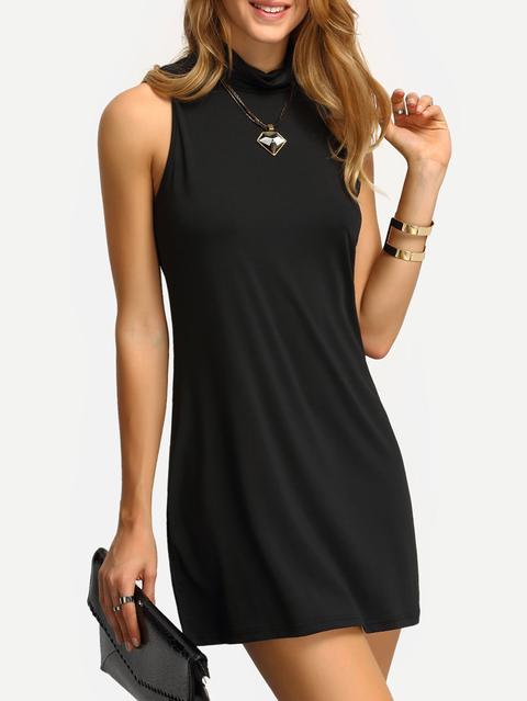 Mock Neck A-line Tank Dress