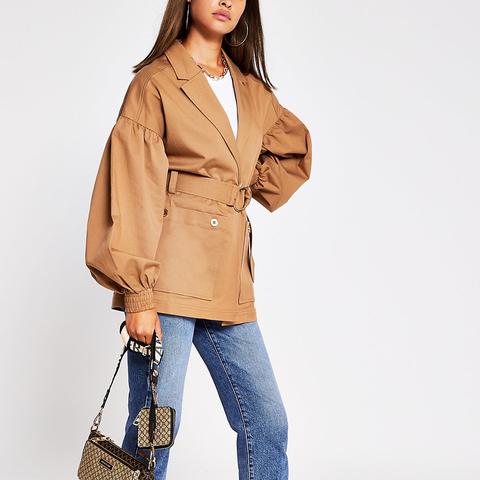 Camel Belted Trench Jacket