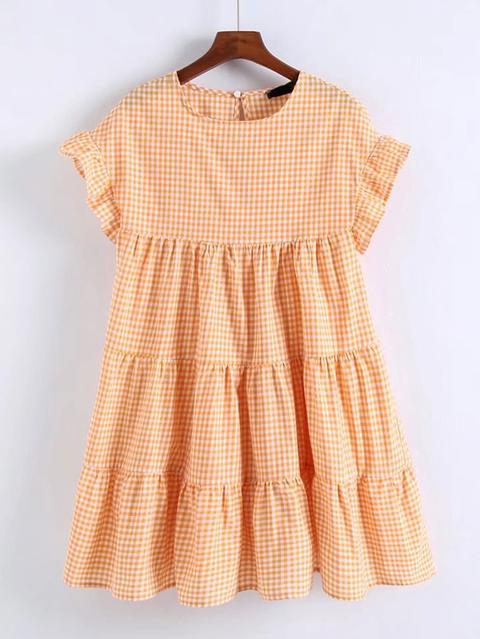 Vestido De Cuadros Con Volantes
