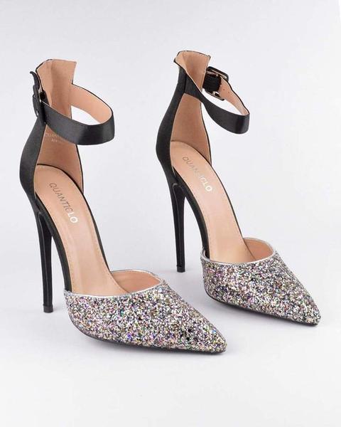 Alexin - High Heel In Glitter And Black Satin