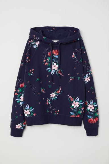 H & M - Sudadera Estampada Con Capucha - Azul