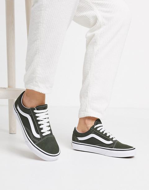 Vans Old Skool Trainers In Green/white