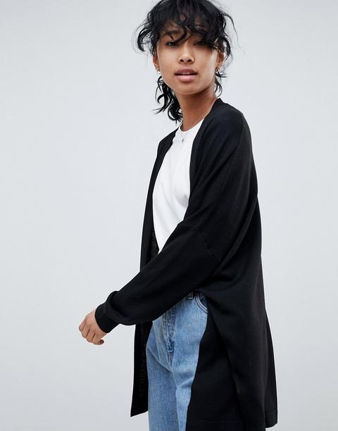 Asos Design - Eco - Cardigan Oversize Lavorato A Maglia Fine - Nero