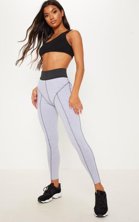 Grey Elasticated Waist Contrast Stitch Legging