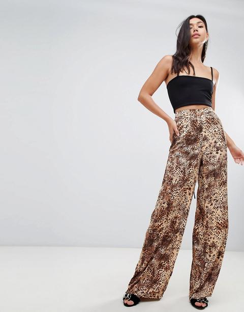 Pantalones De Campana Con Estampado De Leopardo De Missguided-multicolor