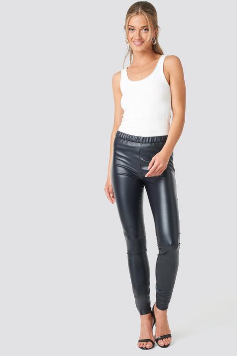 Faux Leather Skinny Leggings Schwarz