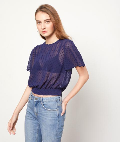 Top En Plumetis - Caprice - 44 - Bleu - Femme - Etam