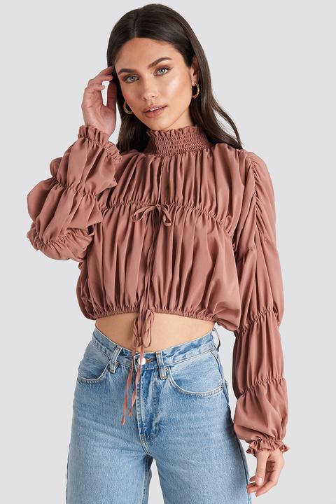 Draped Sleeve Top Rosa