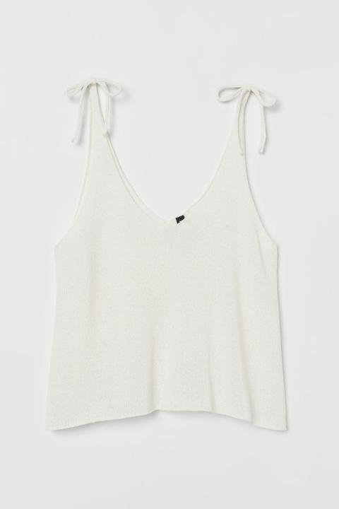 Knitted Strappy Top - White