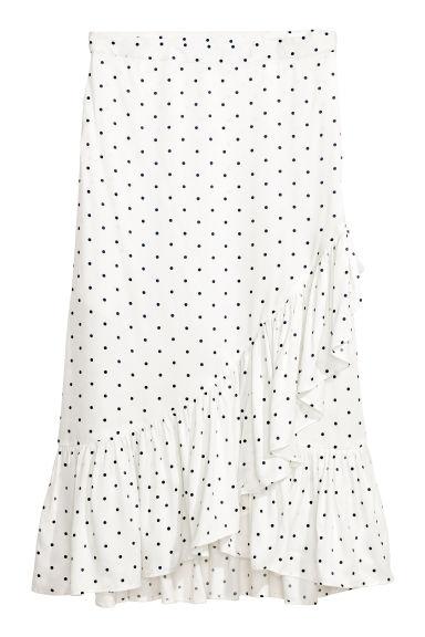 H & M - Calf-length Flounced Skirt - White